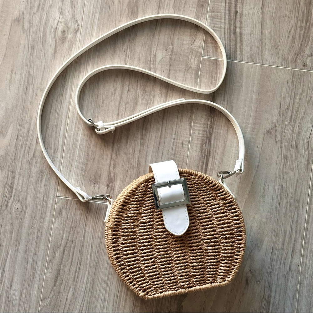 Round Wicker Woven Crossbody Bag